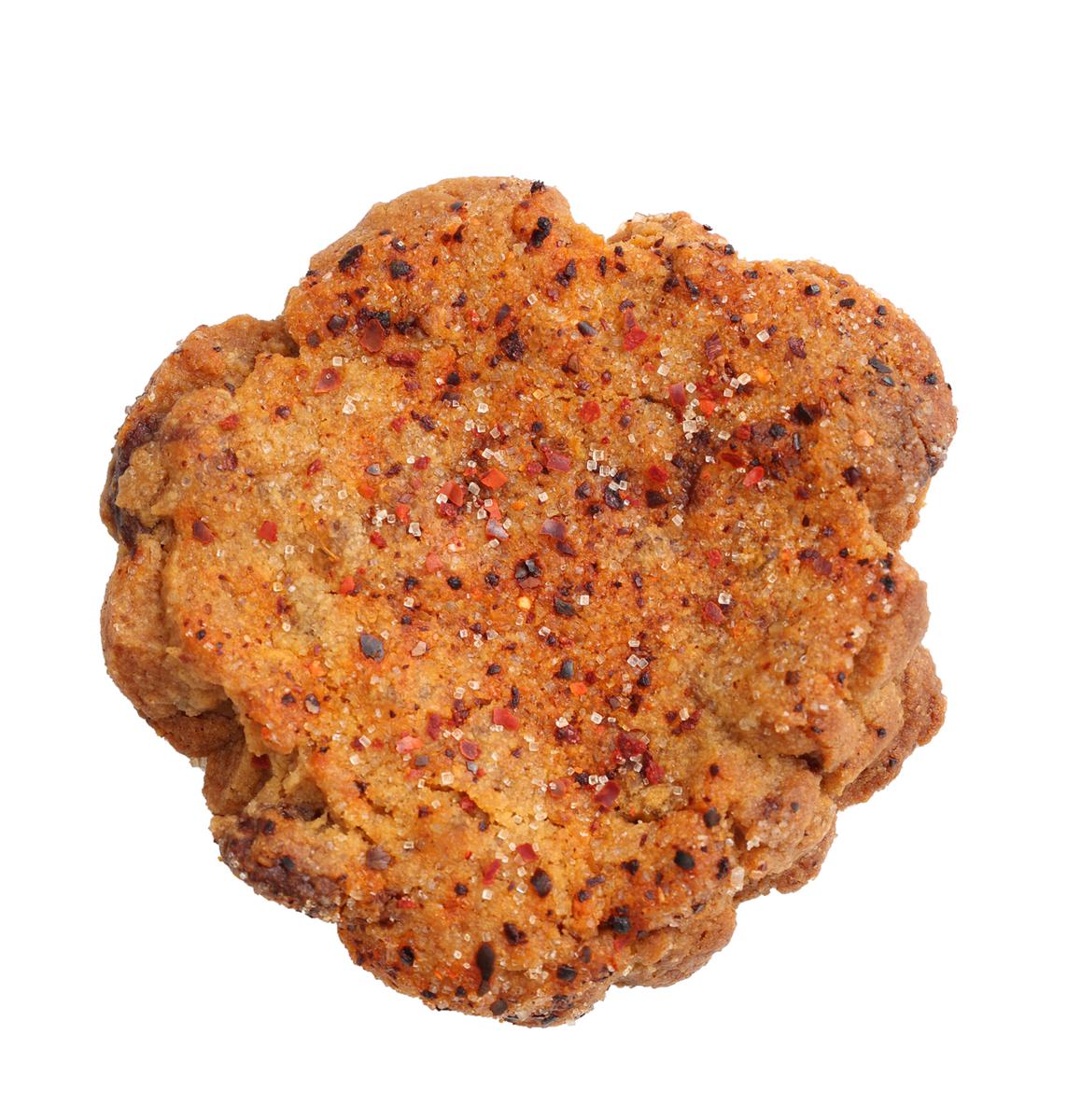 Korean gochu shortbread with candied pecans and candied ginger